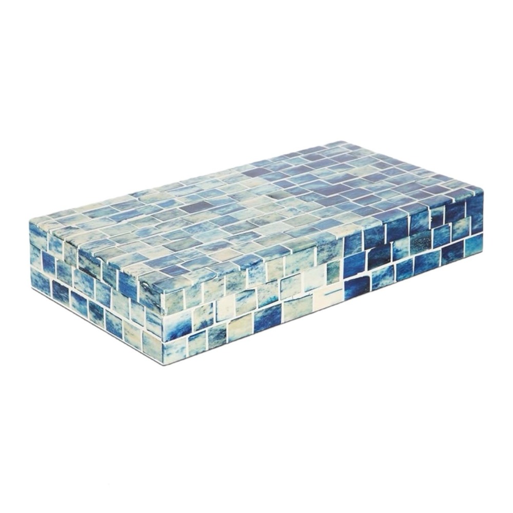Handicrafts Home -‎ Indigo Mosaic Box (12x6x2) - Decorative Storage